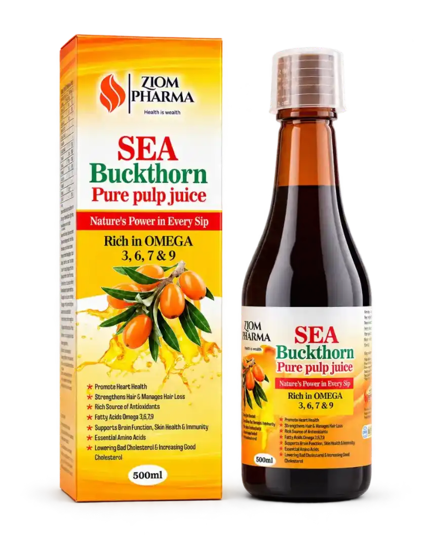 Sea Buckthorn Pure Pulp Juice bottle and box