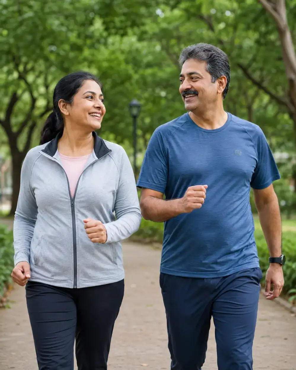 Adults staying active outdoors